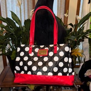Loungefly Minnie Mouse Black and White Polka Dot Tote